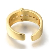 Rack Plating Heart Brass Clear Cubic Zirconia Open Cuff Rings RJEW-S411-03G-3