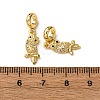 Brass Pave Clear and Black Cubic Zirconia Owl European Dangle Charms KK-A265-09B-G-3