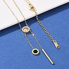 304 Stainless Steel Crystal Rhinestone Flat Round Pendant Y Necklaces NJEW-V001-03G-3