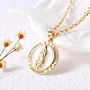 Flat Round with Virgin Mary Brass Micro Pave Cubic Zirconia Pendant Necklaces NJEW-S385-03A-G-1