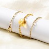 304 Stainless Steel Glass Beads Link Chain Bracelets BJEW-A036-14G-02-3