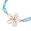 Adjustable Natural Cowrie Shell Beaded Braided Anklets AJEW-AN00686-01-3