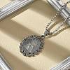 201 Stainless Steel Oval with Virgin Pendant Box Chain Necklaces NJEW-H055-08P-2