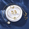 Flat Round 304 Stainless Steel Cubic Zirconia Pendant Necklaces & Bracelets & Stud Earrings Sets for Women SJEW-C004-19G-1