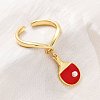 Brass Enamel Open Cuff Rings for Women RJEW-U057-27G-1