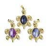 Natural Banded Agate(Dyed & Heated) & Brass Pendants KK-F887-01G-18-1