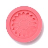 Flat Round with Flower Pattern Badge Silicone Molds DIY-F109-03-1