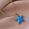 Vintage Ocean 304 Stainless Steel Enamel Starfish Pendant Necklaces for Women FT5866-1