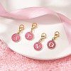 26Pcs 26 Styles Flat Round with Letter A`Z Alloy Enamel Pendant Decoration HJEW-JM02404-2