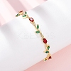 Brass Micro Pave Cubic Zirconia Link Chain Bracelets for Women BJEW-K292-01G-1