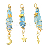 3Pcs 3 Styles Electroplated Natural Quartz Crystal Big Pendants PALLOY-YW00079-02-1