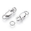 Rhodium Plated 925 Sterling Silver Lobster Claw Clasps STER-T004-84P-1