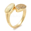 Rack Plating Brass Pave Clear Cubic Zirconia Open Cuff Rings RJEW-M172-10G-1