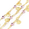 Glass Flat Round with Enamel Evil Eye Beaded Chains CHC-G017-23G-04-1