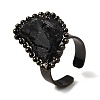 Natural Smoky Quartz Irregular Nugget Open Cuff Rings G-A278-03AB-03-4