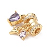 Brass Micro Pave Cubic Zirconia Beads KK-D357-20G-2