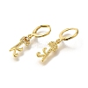 Brass Clear Cubic Zirconia Hoop Earrings EJEW-M045-01K-2