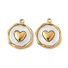 304 Stainless Steel Pave Natural Shell Pendants X-STAS-F319-02B-G02-1