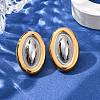 304 Stainless Steel Two Tone Oval Stud Earrings for Women EJEW-A136-01A-GP-2