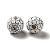 Halloween Printed Spider Webs Colored Wood European Beads WOOD-K007-04G-3