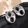 Oval 304 Stainless Steel Stud Earrings EJEW-A125-79B-P-2