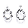 Brass Inlaid Clear Cubic Zirconia Charms ZIRC-S069-021P-2