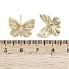 Butterfly Brass Micro Pave Clear Cubic Zirconia Stud Earring Findings KK-F921-02G-3