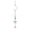 Stainless Steel Starfish & Brass Moon Hanging Suncatchers HJEW-JM04623-2