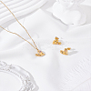 Stainless Steel Pave Colorful Cubic Zirconia Heart Necklaces & Stud Earrings Sets for Women SJEW-LP0001-42G-3