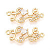 Brass Pave Clear Cubic Zirconia Word Love Links/Connector Charms KK-T077-65G-1