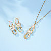Plastic Beaded Oval with Flower Jewelry Set YW1382-1-1