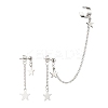 304 Stainless Steel Star Asymmetrical Earrings EJEW-JE04889-02-6