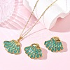 304 Stainless Steel Enamel Shell Shape Stud Earrings & Pendant Necklaces Sets for Women SA-CBA46AF-20G-1