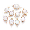 Electroplated Natural Keshi Pearl Flat Round Connector Charms LS-PEAR-S018-02C-04-1