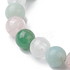 8mm Round Natural Rose Quartz & Amazonite & Green Aventurine & Quartz Crystal Beaded Stretch Bracelets for Women X-BJEW-JB10625-02-3