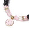 8Pcs 8 Colors Natural Lava Rock & Synthetic Moonstone Beads Stretch Bracelets BJEW-JB11566-4