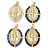 Rack Plating Brass Pave Shell Religion Saint Pendants KK-U032-01G-A-1