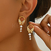 Elegant Butterfly Brass Pave Clear Cubic Zirconia Dangle Stud Earrings UU2168-1