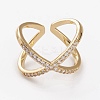 Brass Micro Pave Cubic Zirconia Cuff Rings LS-RJEW-C101-13G-B-3