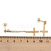 Christian Upside Down Cross 201 Stainless Steel Dangle Stud Earrings LS-EJEW-P314-01C-G-5