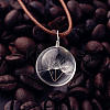 Flat Round Clear Glass Inner Dandelion Pendant Imitation Leather Cord Necklaces for Women FS-WG7DEC0-01-1