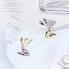 1Pair Two Tone Heart Metal Dangle Stud Earrings for Women EJEW-LP0008-042-3
