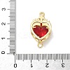 Brass with Glass Dark Red Sacred Heart Connector Charms X-KK-L253-27G-04-3