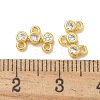 Rack Plating Brass Clear Cubic Zirconia Triple Flat Round Chandelier Component Links KK-L224-091G-3