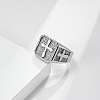 Square with Cross Pattern 304 Stainless Steel Finger Rings for Men FS-WGAC6B1-01-1