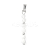 Faceted Round Natural Quartz Crystal & Howlite & Rainbow Moonstone Beaded Pendants PALLOY-JF03529-05-1