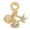 Rack Plating Brass Cubic Zirconia European Dangle Charms KK-P287-23G-1