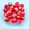 Christmas Theme UV Plating Acrylic Round Beads OACR-ZX006-32A-04-1