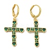 Cross Real 18K Gold Plated Brass Dangle Leverback Earrings EJEW-A033-01G-01-1