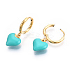 Ion Plating(IP) Enamel Heart Dangle Hoop Earrings EJEW-T018-01B-1